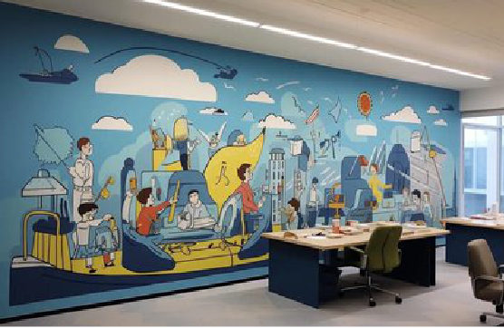 开化办公室墙绘的特点。